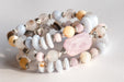 Winter's Dawn gemstone bracelet set with Kunzite, Blue Lace Agate and Honey Jade