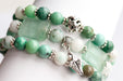 Handmade bracelet set featuring green agate fluorite crystals and sky mountain quartz