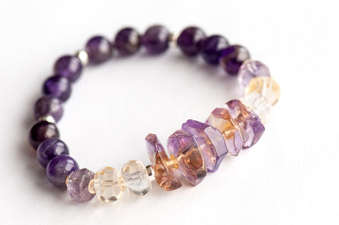 Yellow and Purple ametrine crystal bracelet handmade in canada for sale