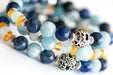 Aquamarine beaded bracelet with amber and sodalite gemstones