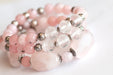 Handmade rose quartz bracelet set with cherry blossom jasper
