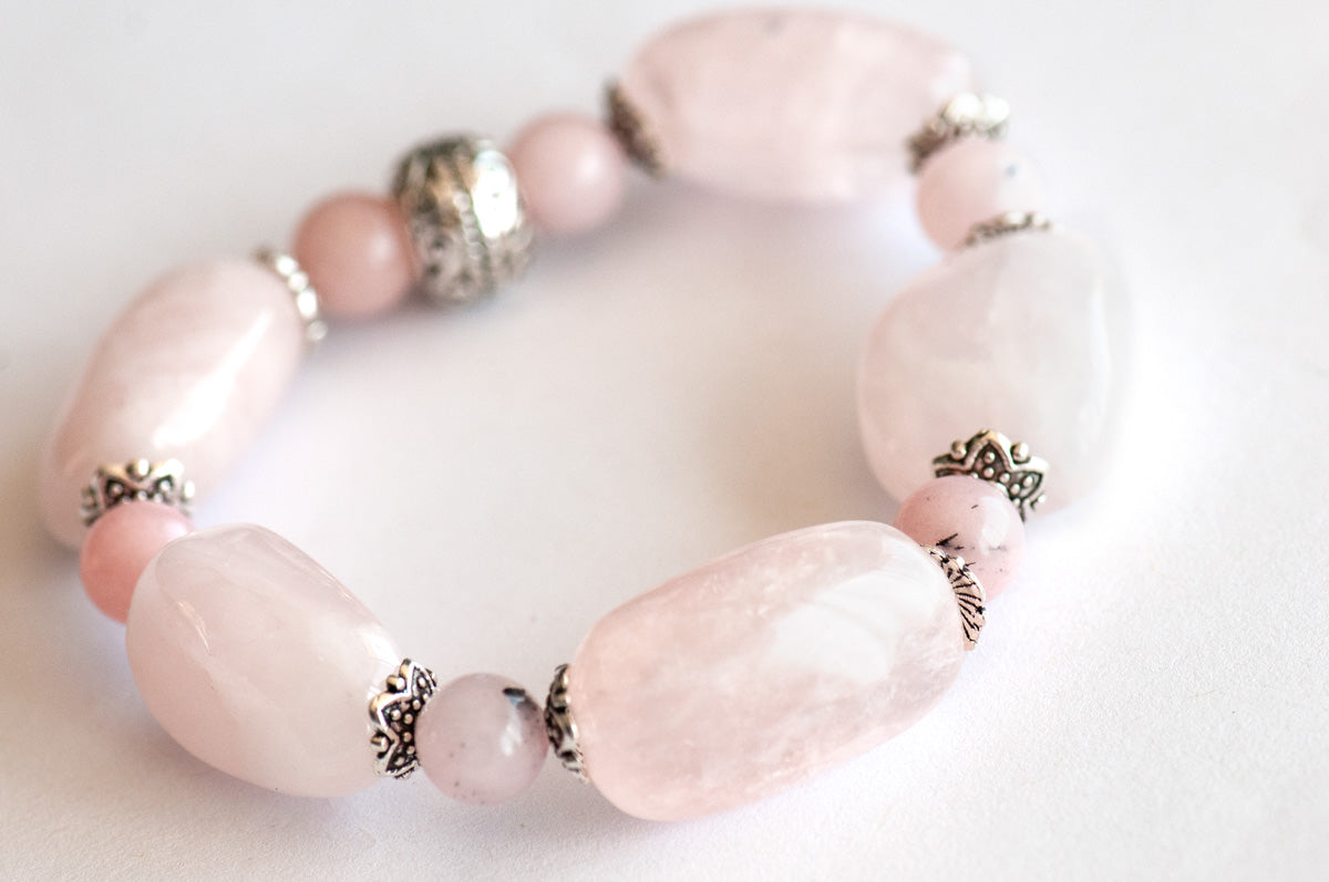 Chunky rose quartz bracelet