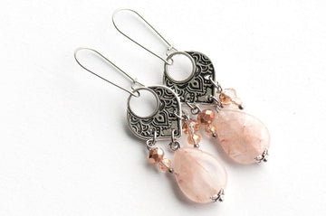 Apricot Orchard - Quartz Drop Earrings - Fierce Lynx Designs