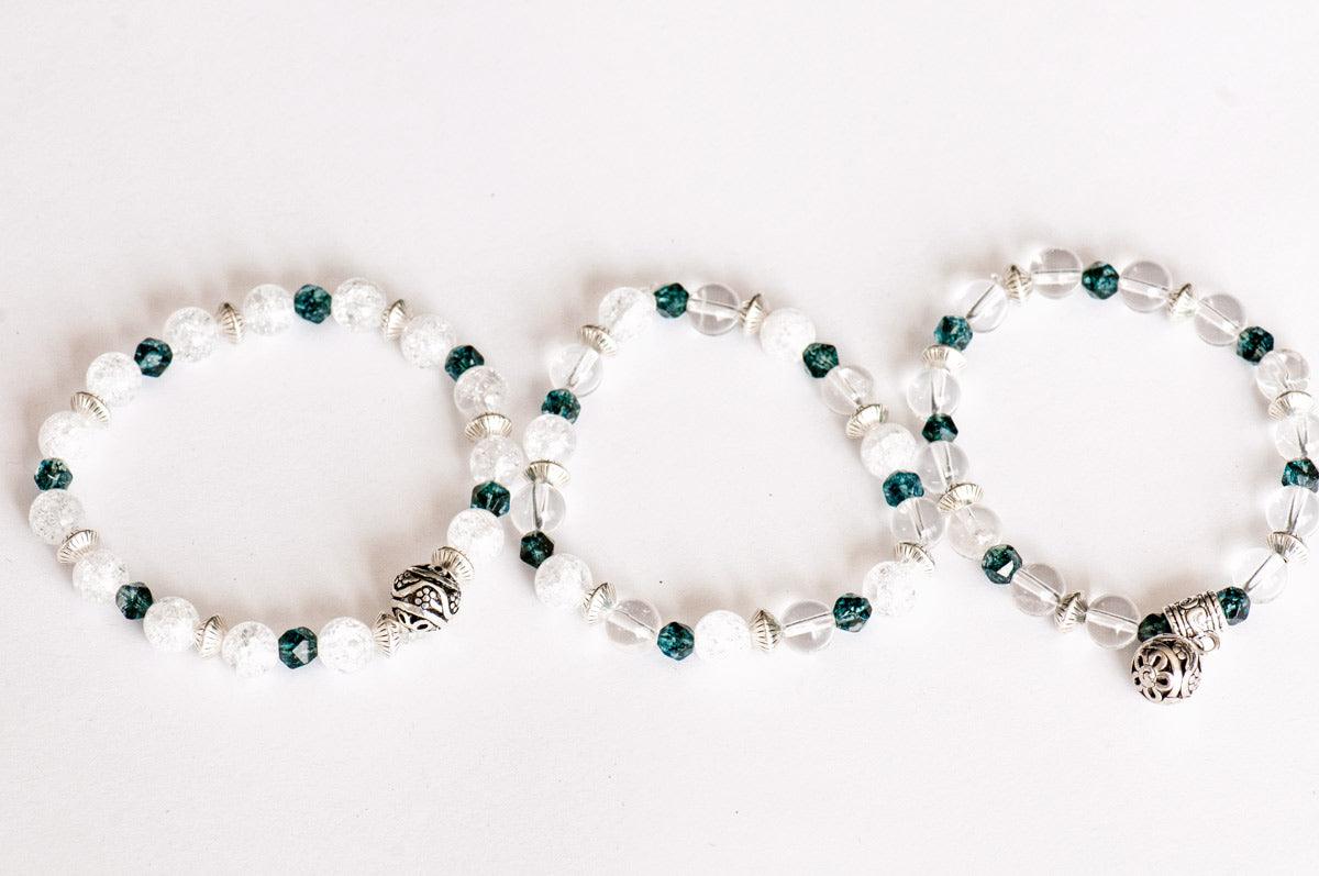 Quartz Crystal April Birthstone Bracelet set