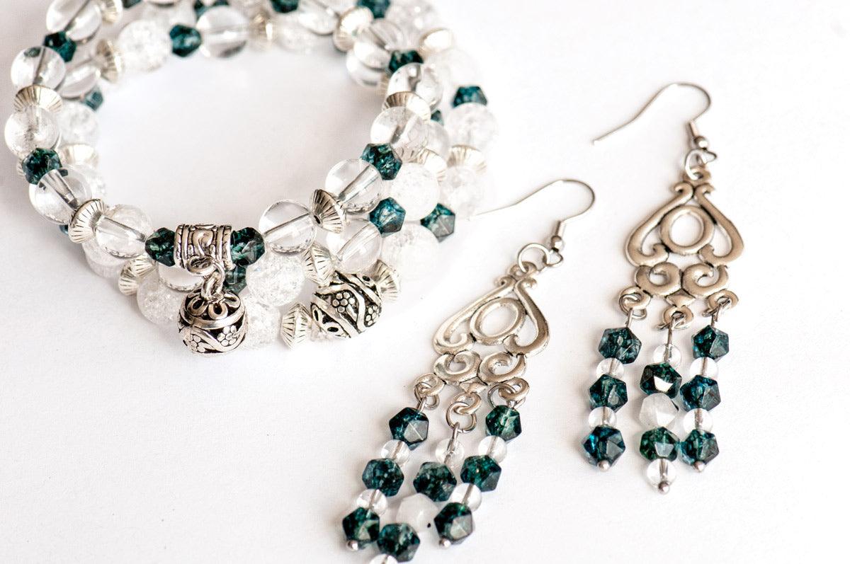 Quartz Crystal April Birthstone Bracelet set