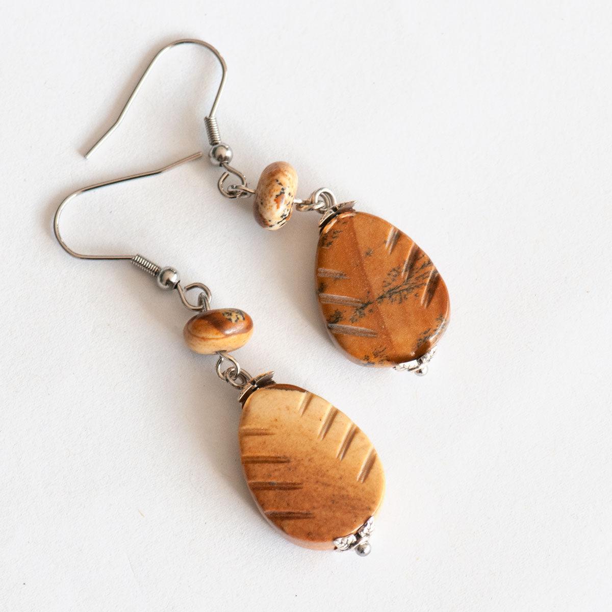 Autumn Leaves - Picture Jasper Earrings - Fierce Lynx Designs