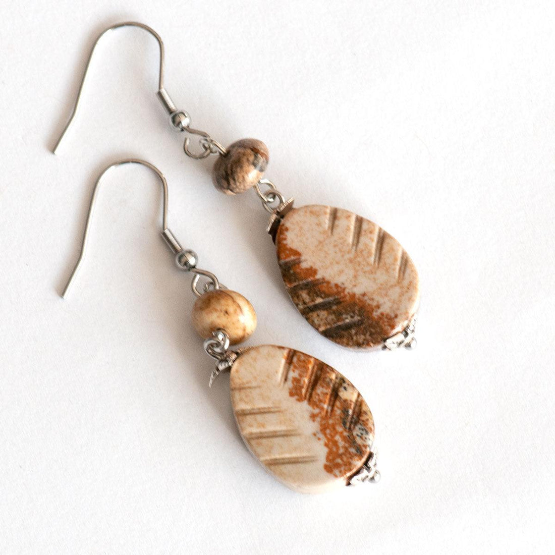 Autumn Leaves - Picture Jasper Earrings - Fierce Lynx Designs