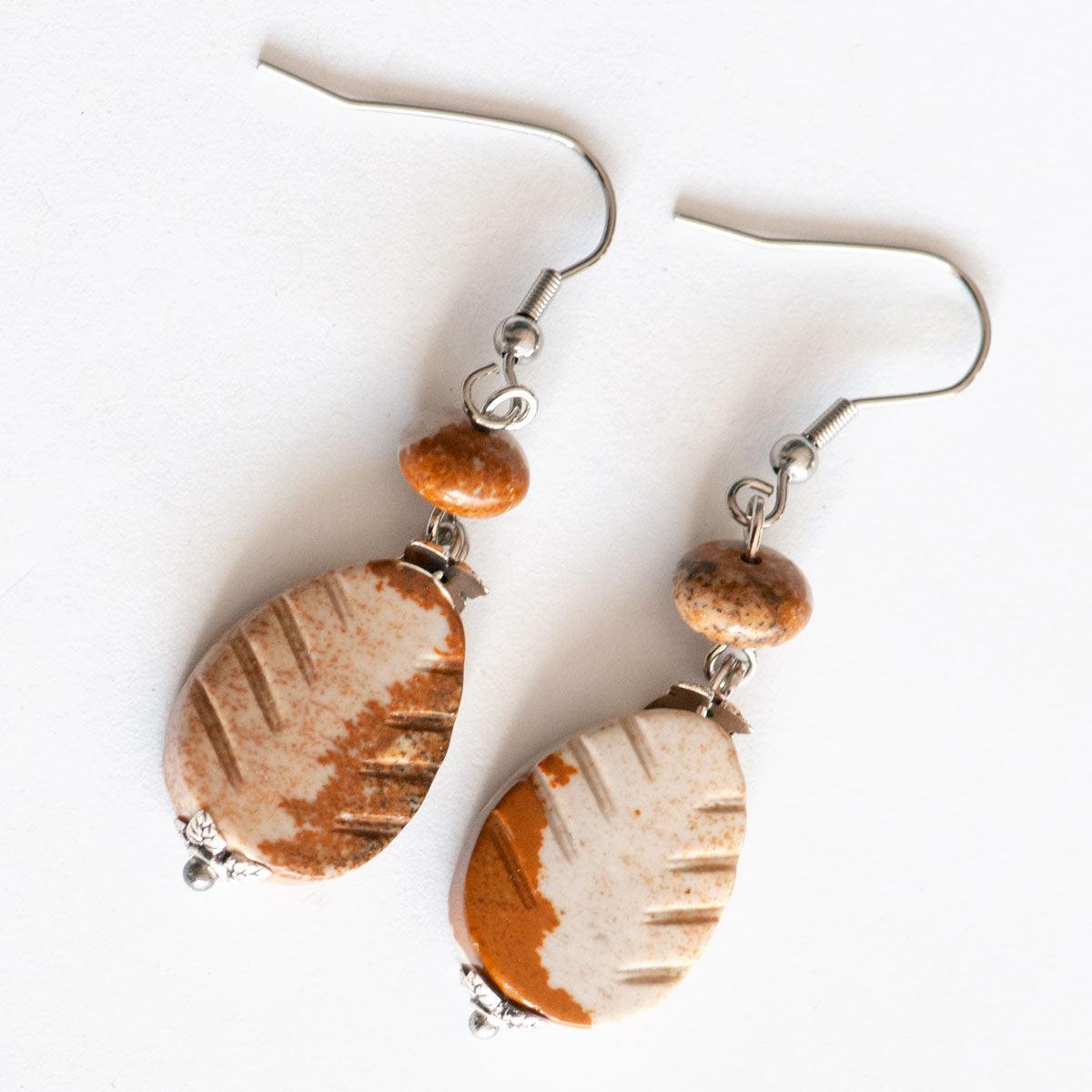 Autumn Leaves - Picture Jasper Earrings - Fierce Lynx Designs