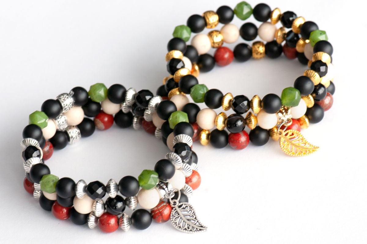 Awakened Lynx gemstone bracelet set with gold or silver accent beads