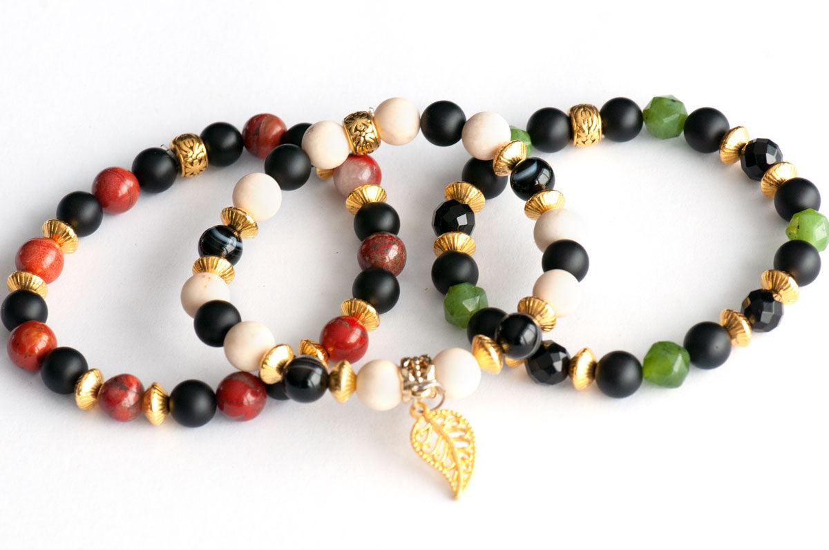 Awakened Lynx three bracelet set - gold option