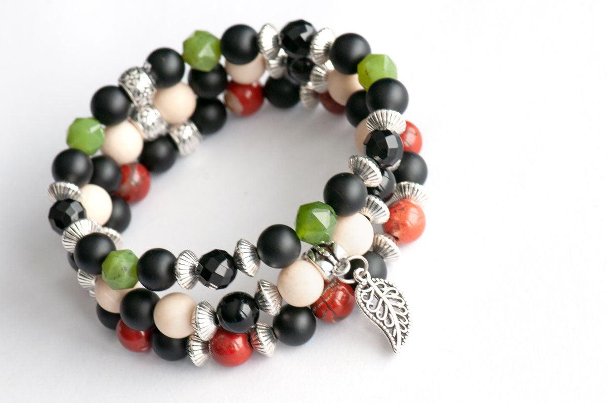 Awakened Lynx gemstone bracelet set - silver option