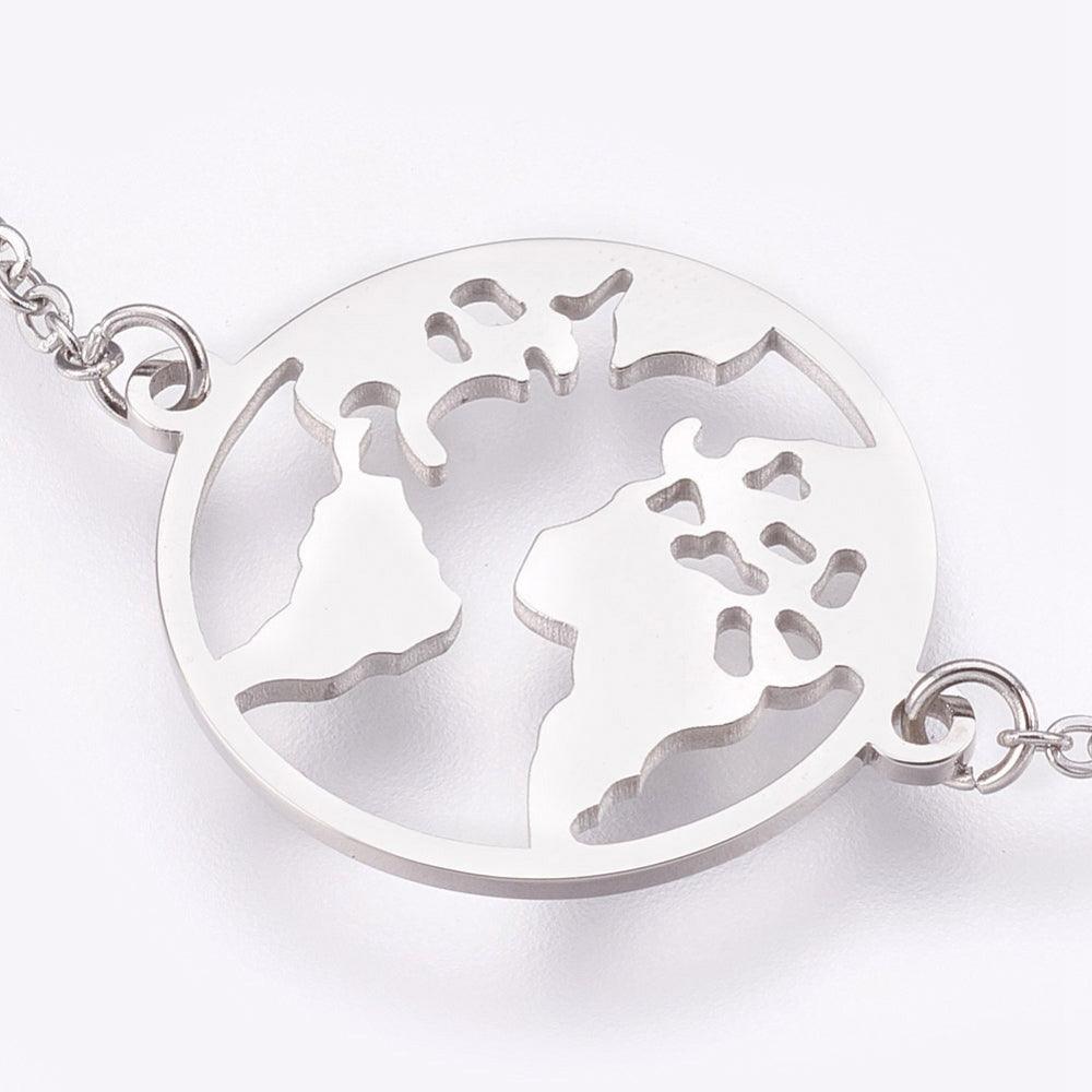 Beautiful Earth Stainless Steel Link Bracelet - Fierce Lynx Designs