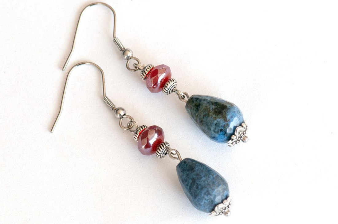 Carnelian & Dumortierite Drop Earrings - Fierce Lynx Designs