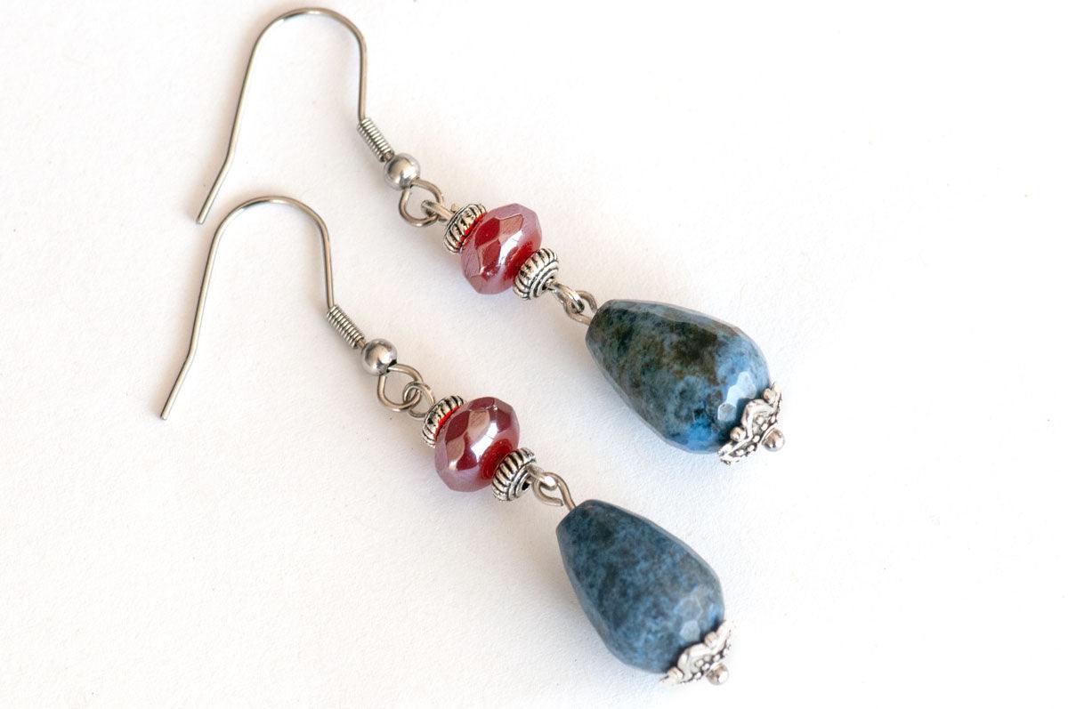 Carnelian & Dumortierite Drop Earrings - Fierce Lynx Designs