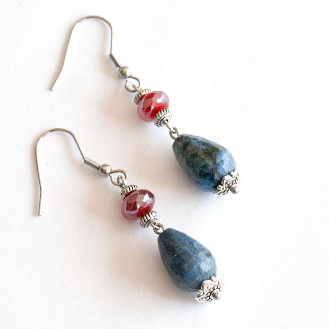 Carnelian & Dumortierite Drop Earrings - Fierce Lynx Designs