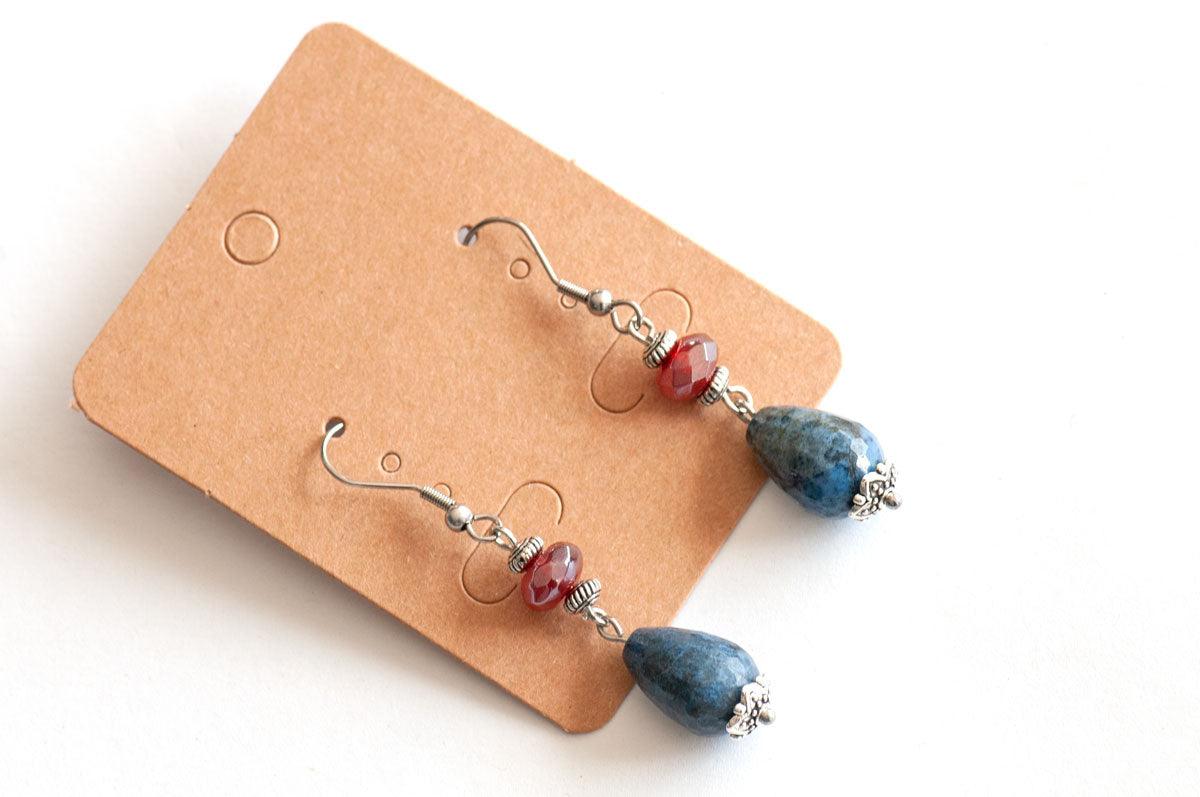 Carnelian & Dumortierite Drop Earrings - Fierce Lynx Designs