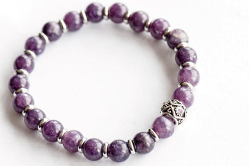 Lepidolite gemstone stretch bracelet