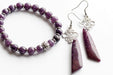 Lepidolite gemstone stretch bracelet and earrings