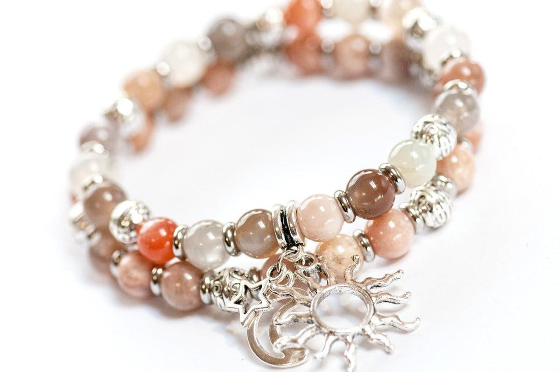Sunstone and Moonstone bracelet set