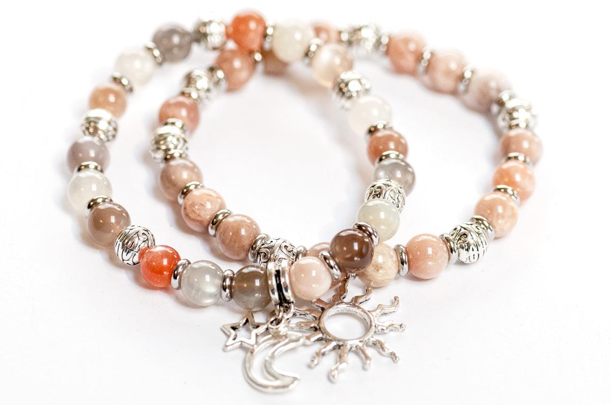 Sunstone and Moonstone bracelet set