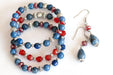 Bracelet set and matching earrings with Dumortierite and carnelian handmade in canada