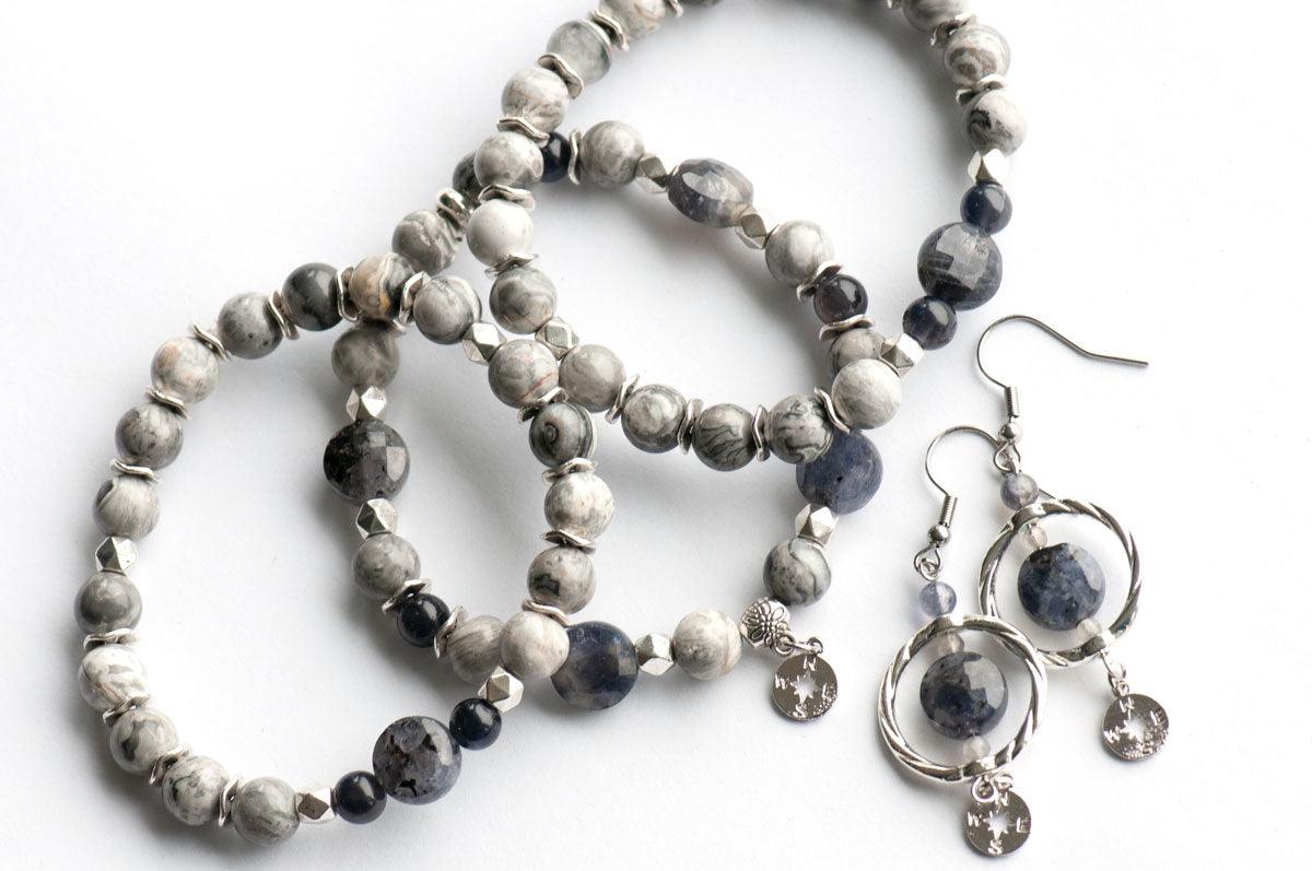 Iolite bracelet set and earrings sold separately handmade in canada