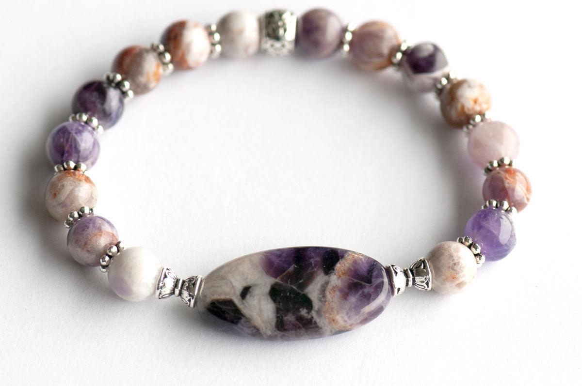 Handmade amethyst bracelet with large oval focal