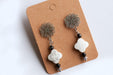 Handmade howlite and black spinel flower earrings