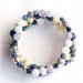 Navy and pastel gemstone bracelet set with beryl, jade and sodalite