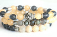 Yellow and grey gemstone bracelet with jade, opals and labradorite