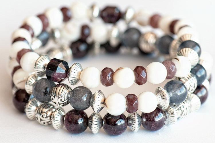 Handmade garnet bracelet set