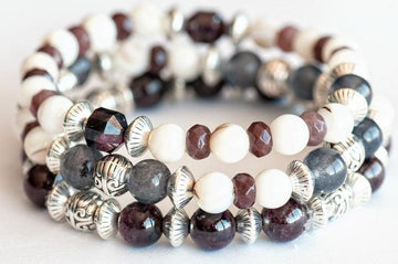 Handmade garnet bracelet set