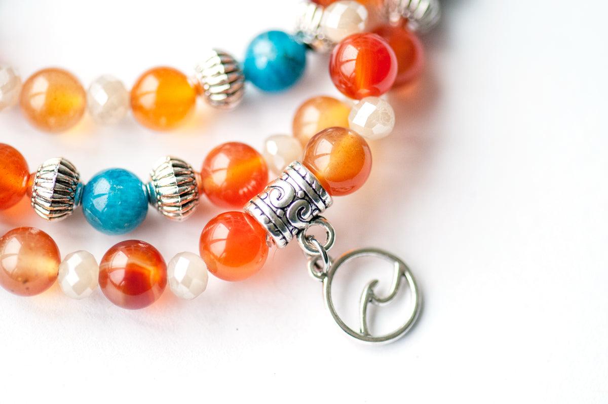 blue apatite and carnelian bracelet for sale