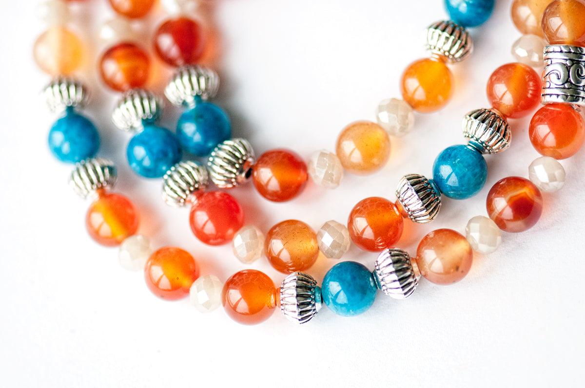 gemstone wrap bracelet carnelian and apatite