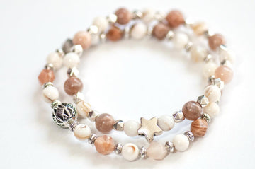 June birthstone moonstone and pearl bracelet set
