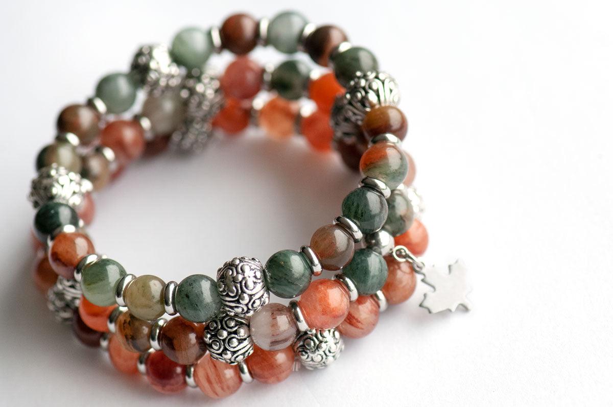 Canadian maple tree agate bracelet set handmade in New Brunswick