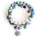 Mardi Gras gemstone bracelet set with Amethyst and yellow and green jade.