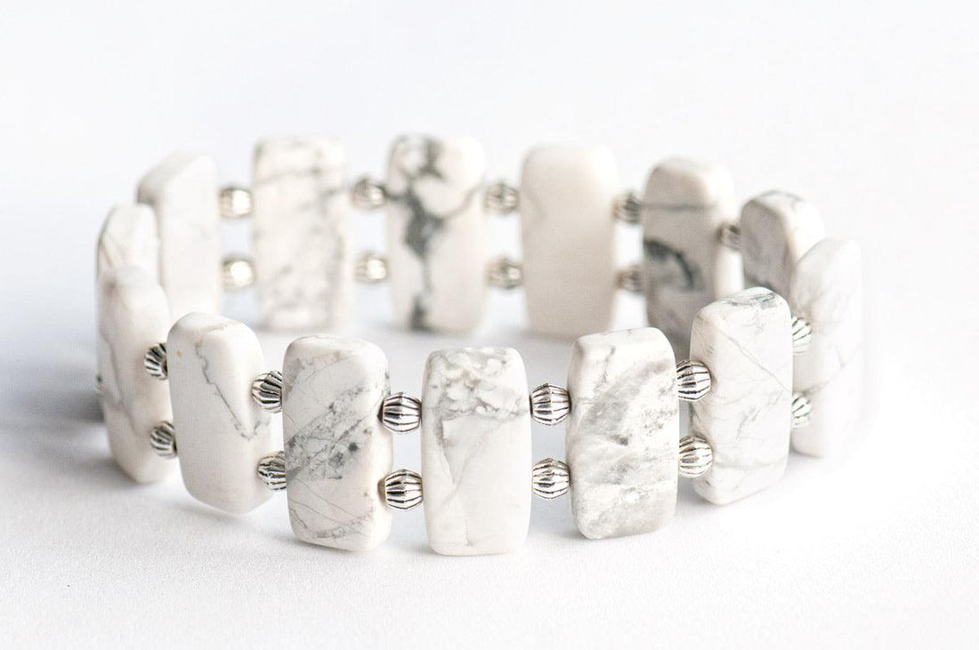 Matte Howlite gemstone cuff bracelet