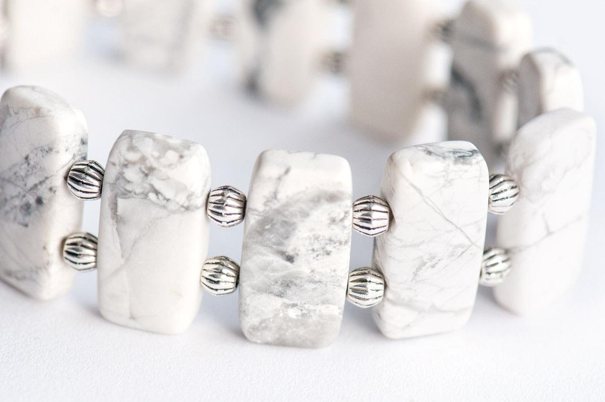 Matte Howlite gemstone cuff bracelet