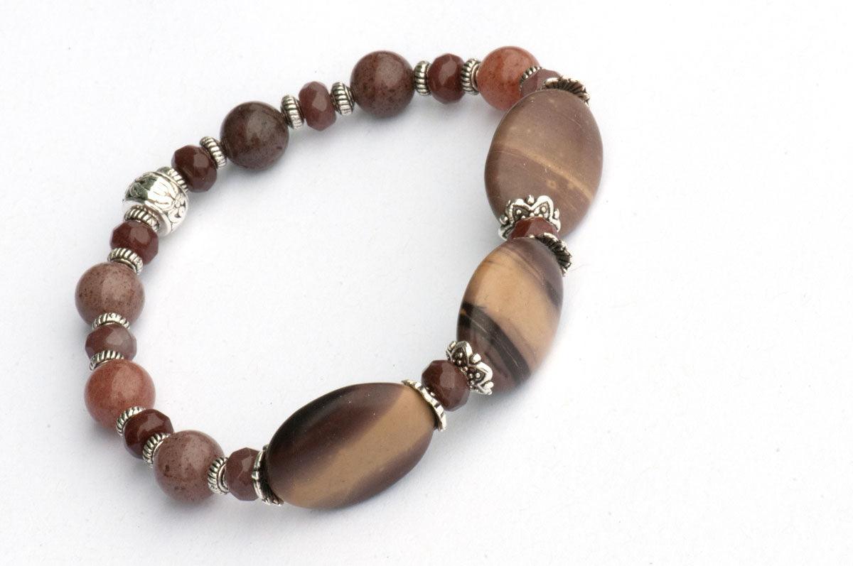 Gemstone bracelet handmade in Canada in purple aventurine and purple creek jasper