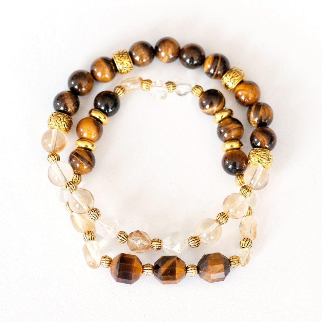 November birthstones Citrine and Tiger Eye gemstone bracelet