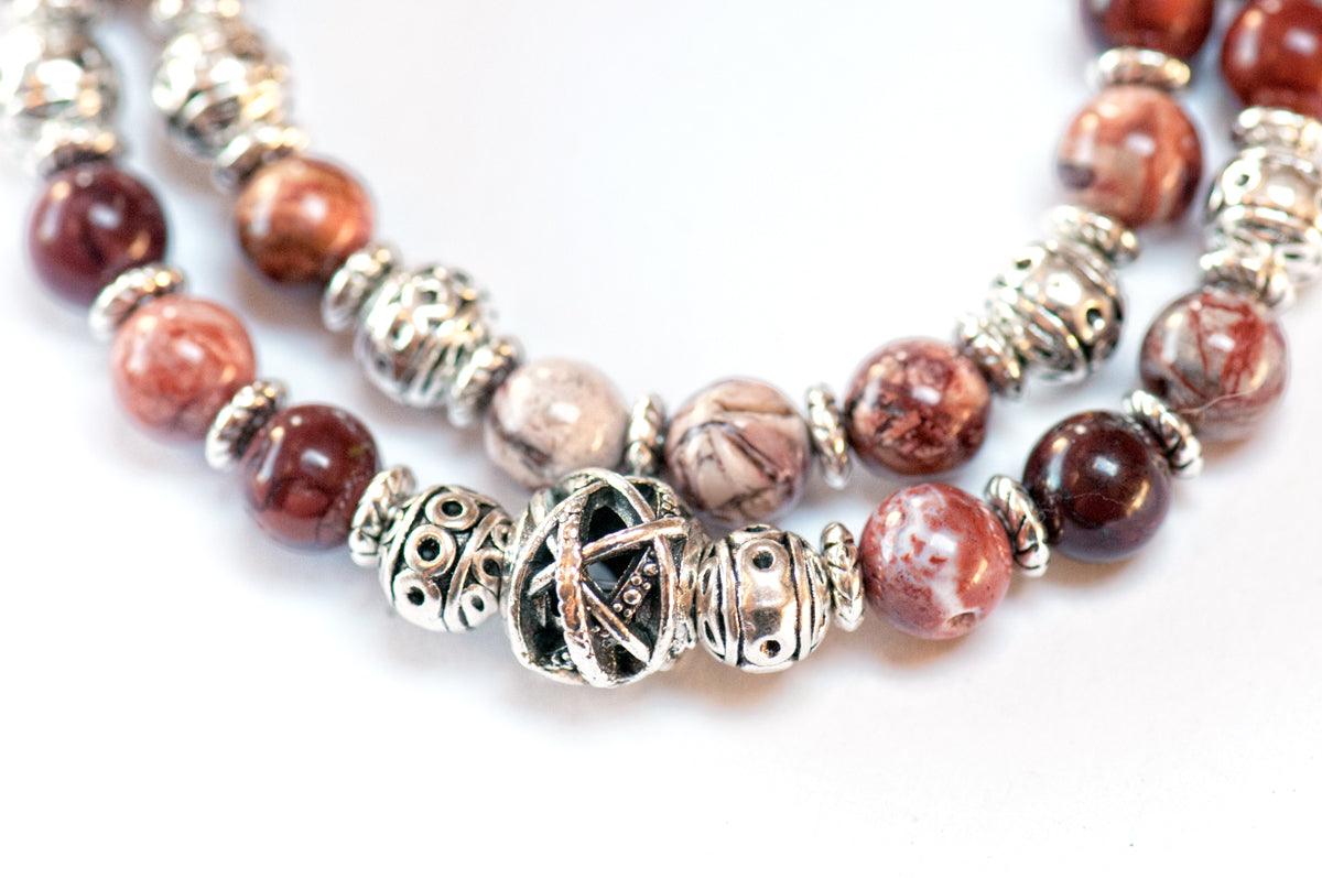 Red Porcelain Jasper double wrap stretch bracelet for sale