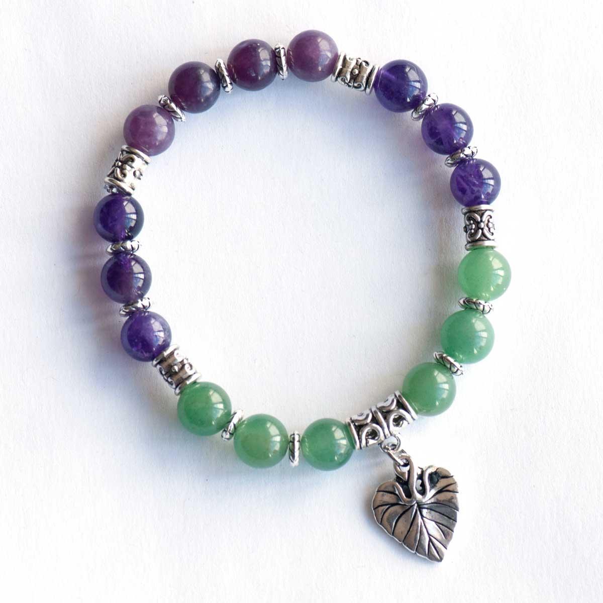 Lepidolite, Amethyst, and Green Aventurine purple violet new Brunswick bracelet