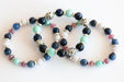 Three bracelet set with Sodalite, Amazonite, pink Tourmaline, and white crazy lace agate