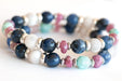 Bracelets with sodalite, pink tourmaline, Amazonite, and white crazy lace agate