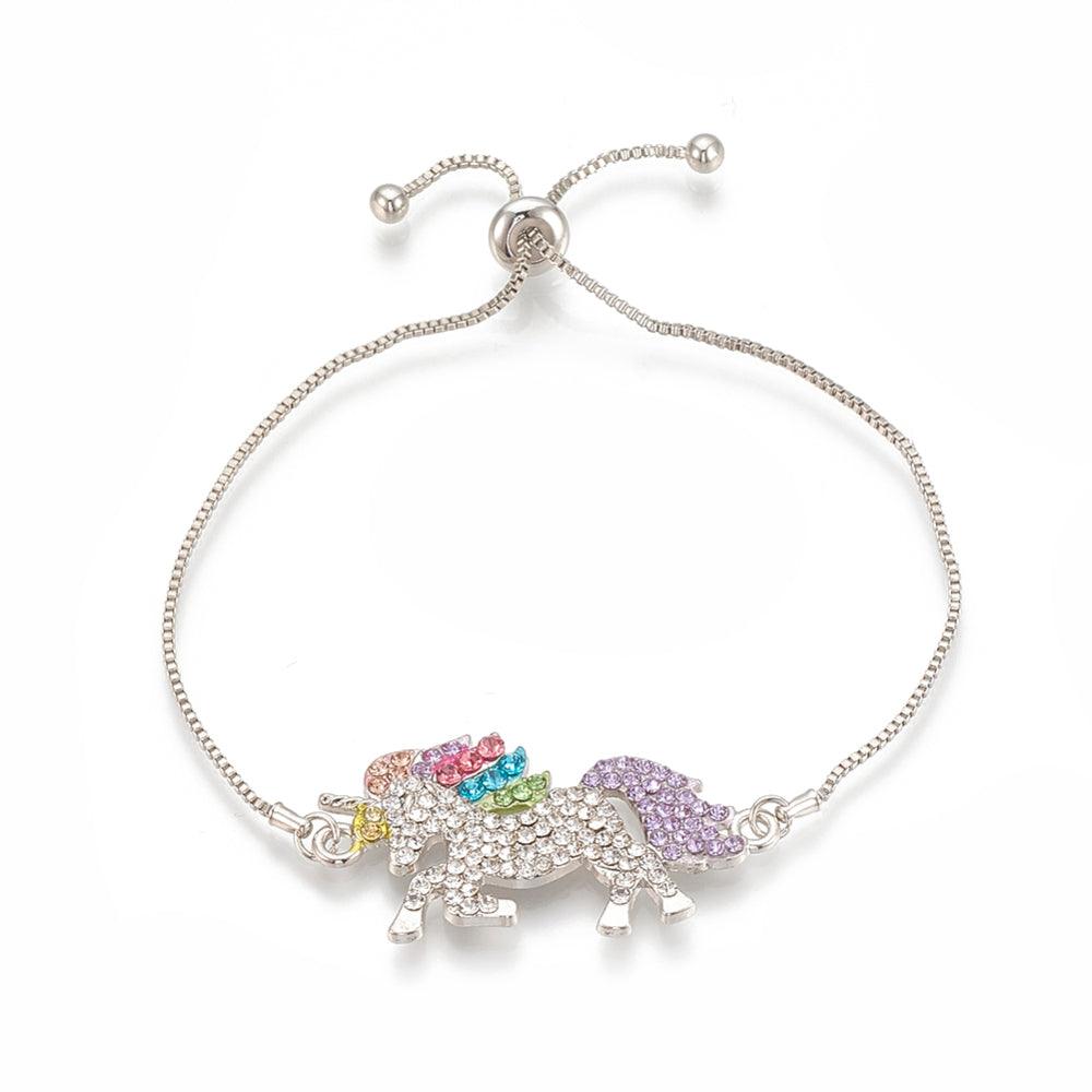 Rhinestone Unicorn Adjustable Bracelet - Fierce Lynx Designs