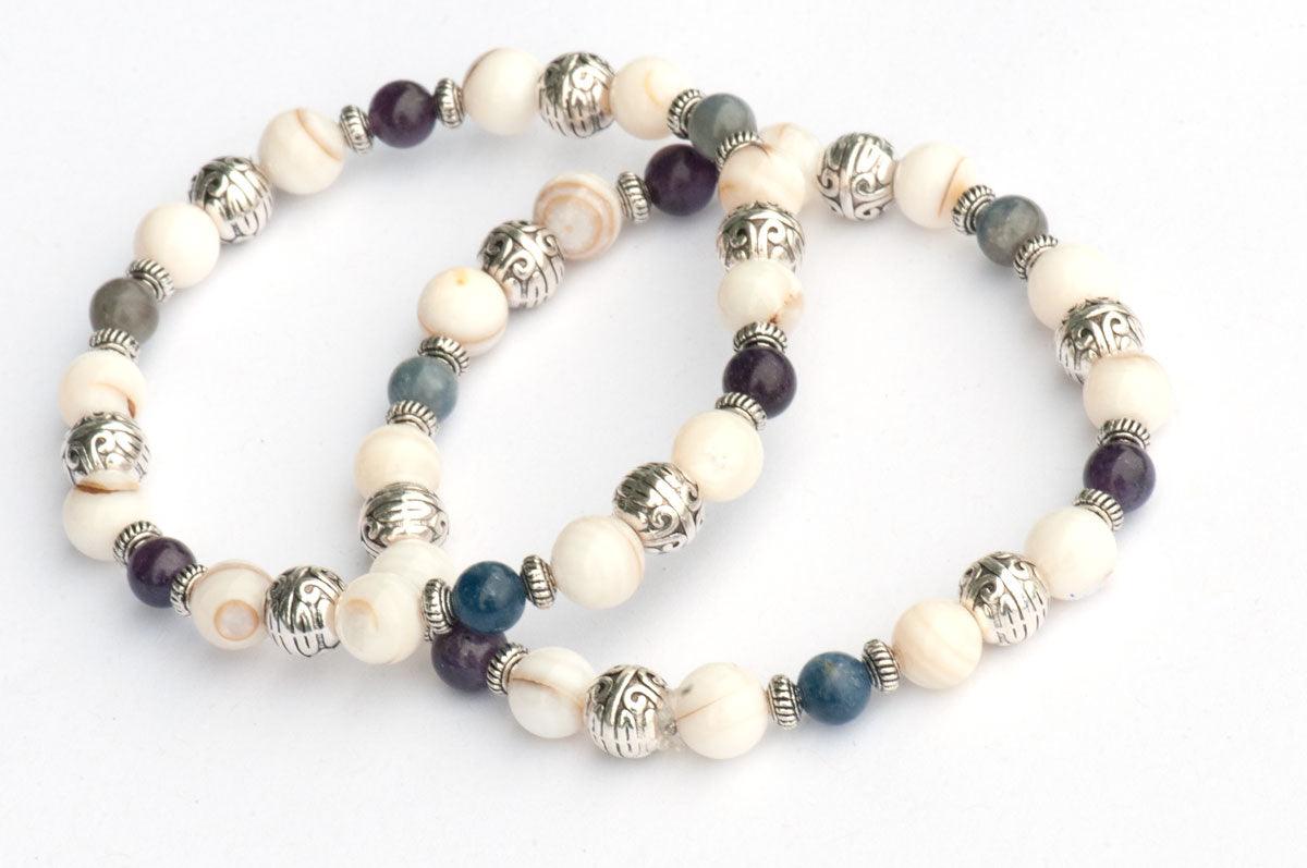 Handmade rainbow sapphire stackable stretch bracelets