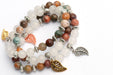 Second Spring - Autumn wrap bracelet with Autumn Ocean Agate and white Jade handmade in Canada