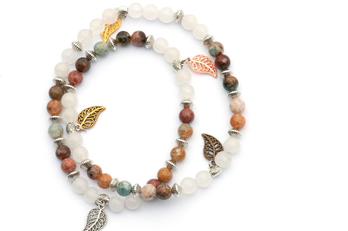 Handmade stone wrap bracelet can be worn as necklace