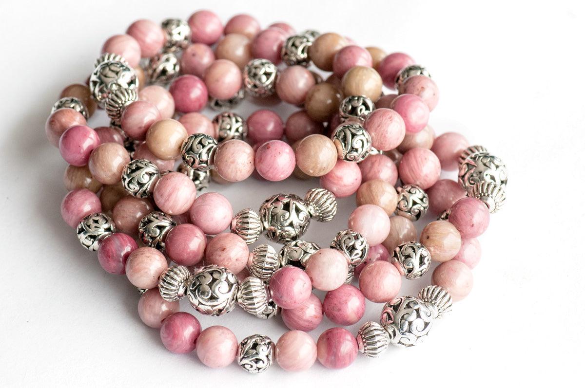 Rhodochrosite stackable bracelets for sale